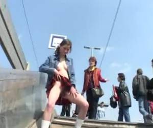 Kinky amateur bitch doings sucking dicks, bondage in public