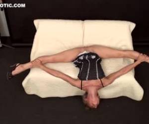 Flexible Margo fingers her clit and spreads her legs wide to let us watch