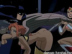 Justice League Hentai - Two chicks for Batman dick