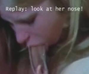 Retro porn bwalkinger: semen sprays out of her nose.
